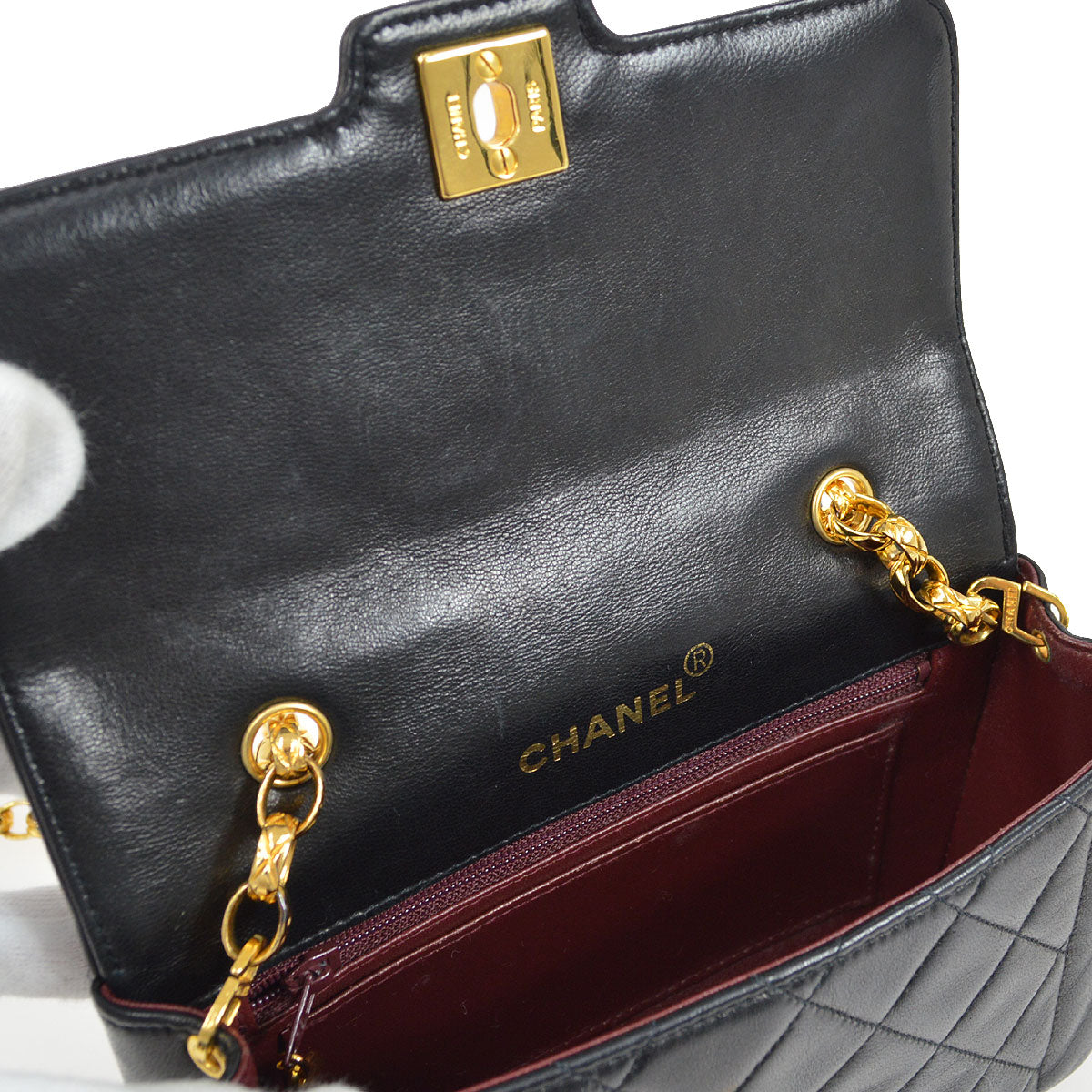 CHANEL 1991-1994 Border Flap Mini Black Lambskin