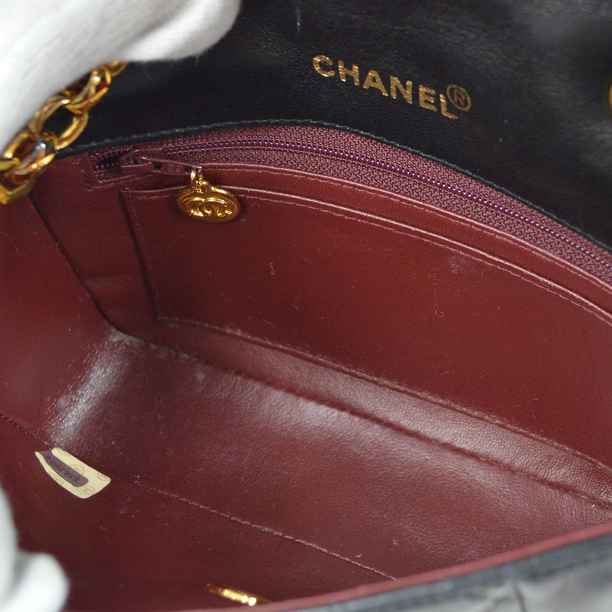 CHANEL 1991-1994 Border Flap Mini Black Lambskin