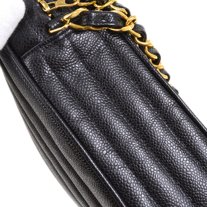 CHANEL 1994-1996 Vertical Letter Flap Jumbo Black Caviar