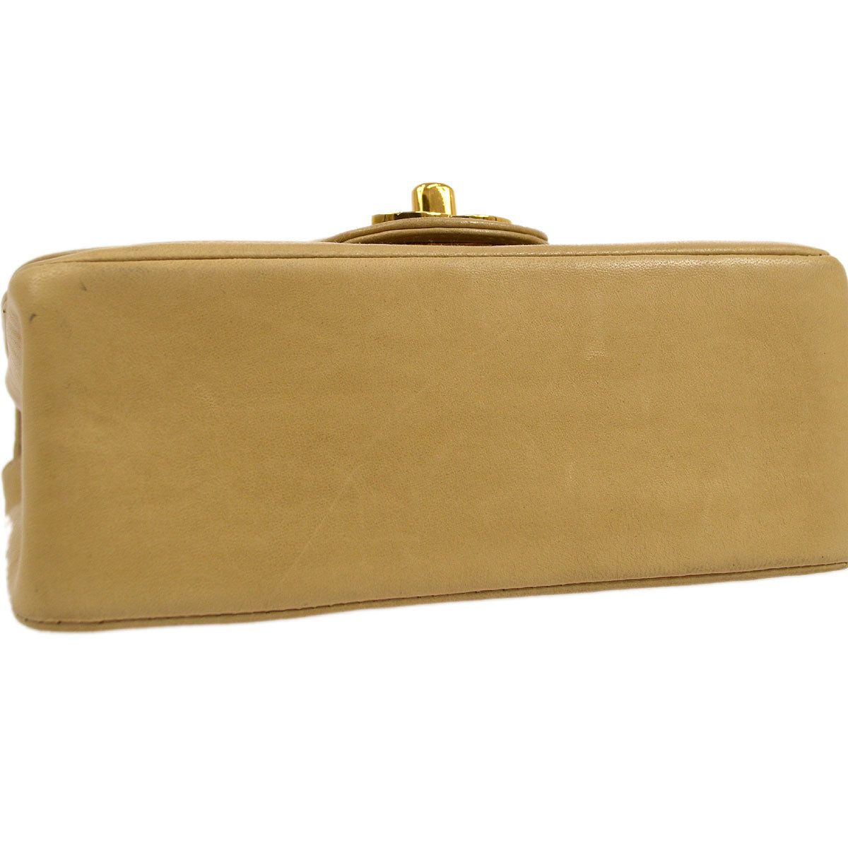 CHANEL 1991-1994 Beige Lambskin Horizontal Double Flap Mini