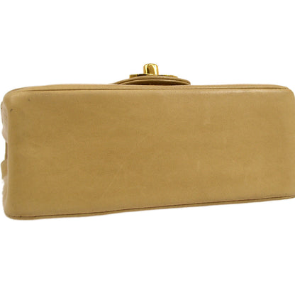 CHANEL 1991-1994 Beige Lambskin Horizontal Double Flap Mini