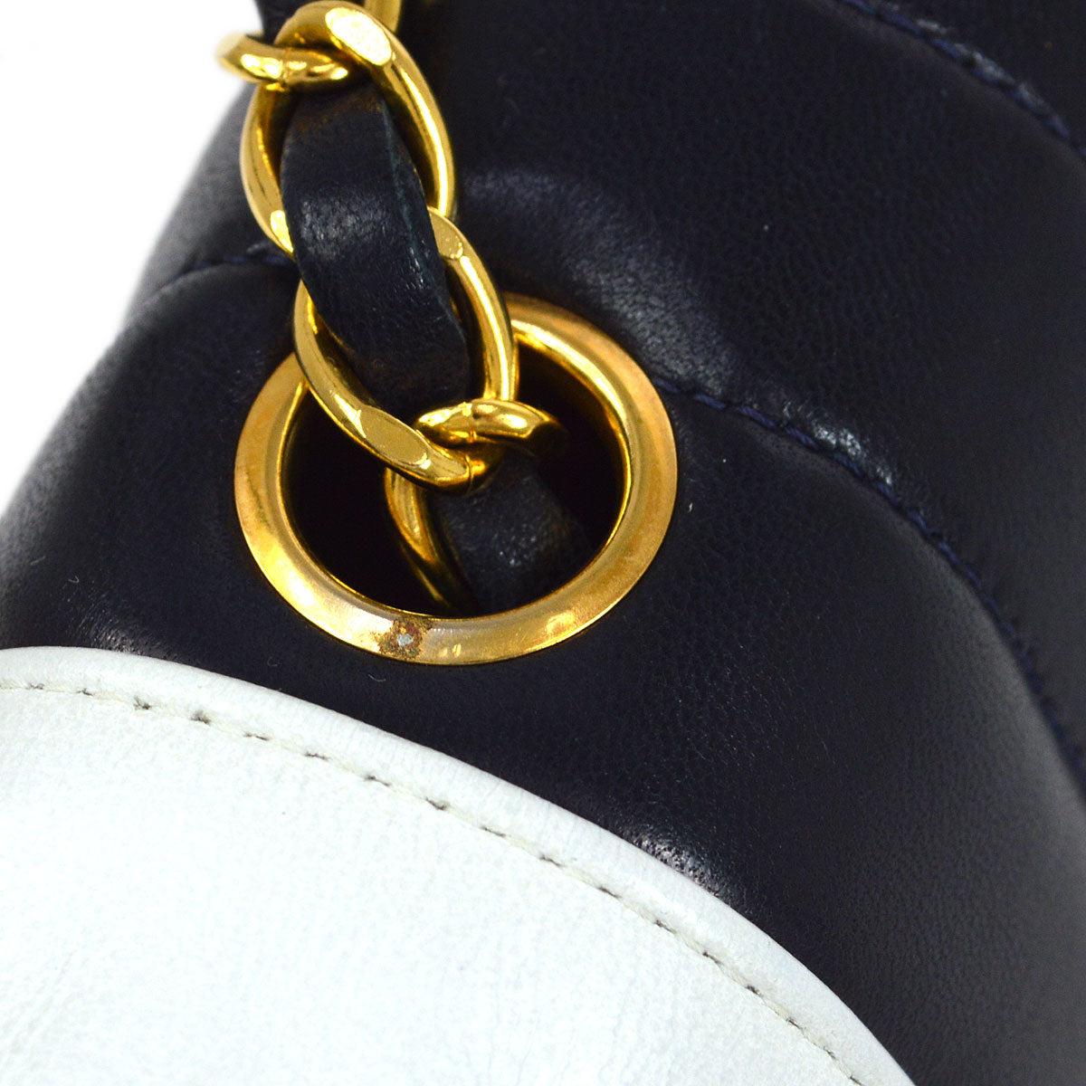 CHANEL 1991-1994 Vertical Border Flap Mini Navy Lambskin