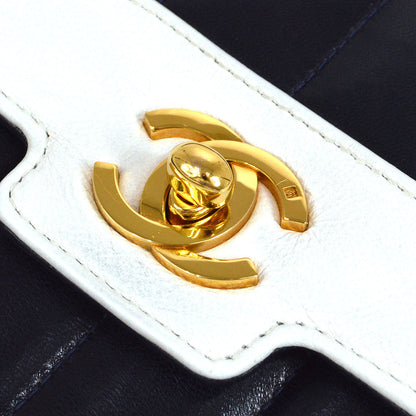 CHANEL 1991-1994 Vertical Border Flap Mini Navy Lambskin