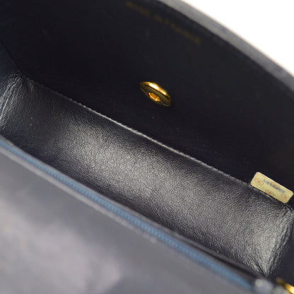 CHANEL 1991-1994 Vertical Border Flap Mini Navy Lambskin