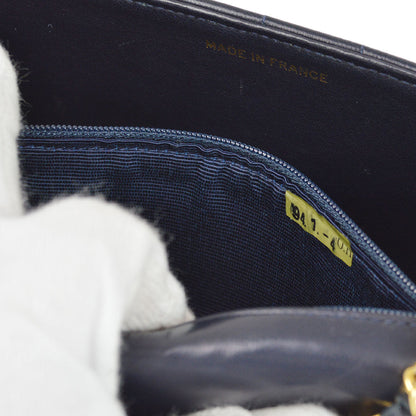 CHANEL 1991-1994 Vertical Border Flap Mini Navy Lambskin
