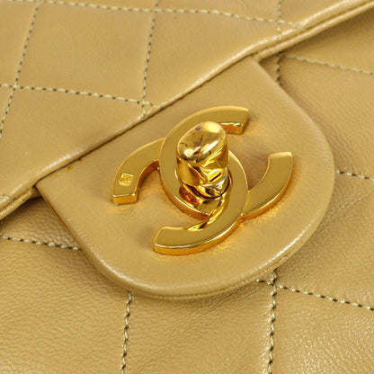 CHANEL 1989-1991 Beige Lambskin Classic Square Flap 17
