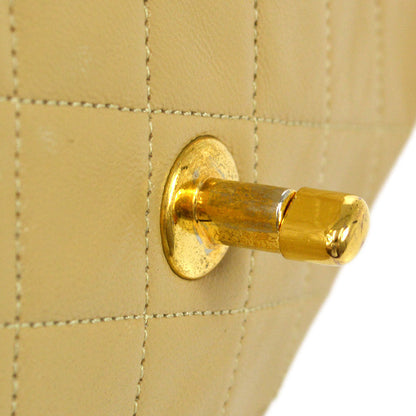 CHANEL 1989-1991 Beige Lambskin Classic Square Flap 17