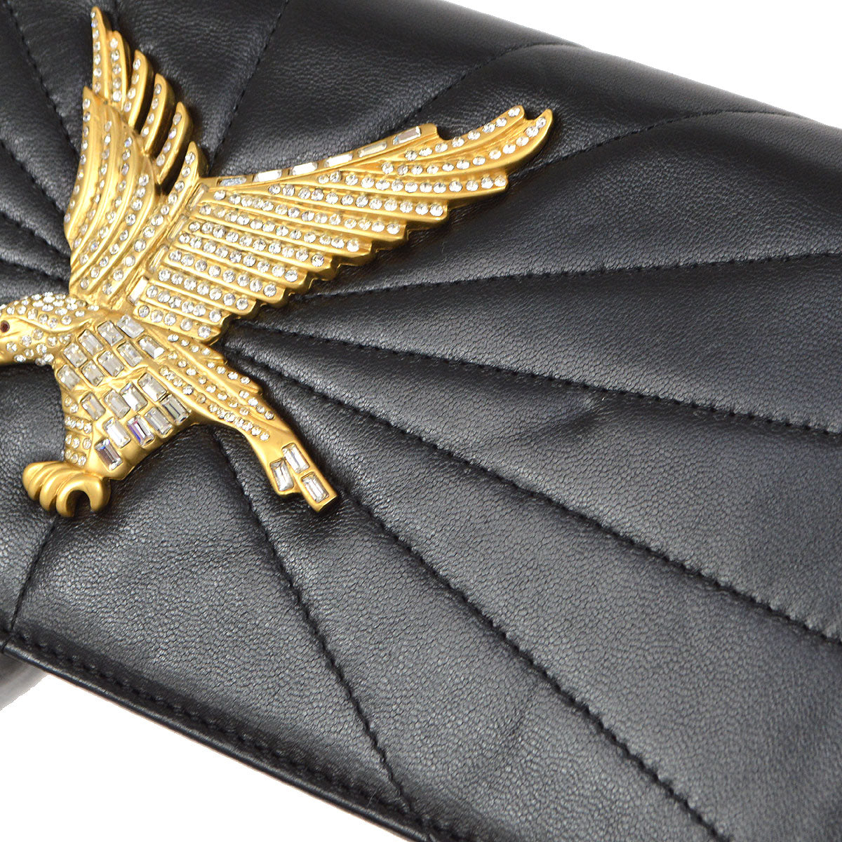 CHANEL 2001 Eagle Evening Bag Black Lambskin
