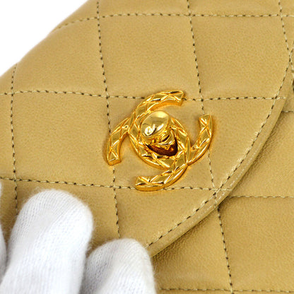 CHANEL 1997-1999 Round Flap Mini Beige Lambskin