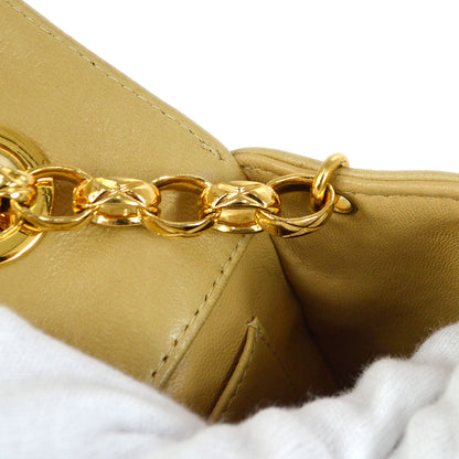 CHANEL 1997-1999 Round Flap Mini Beige Lambskin