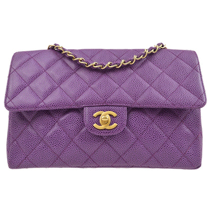 CHANEL * 2000-2001 Classic Single Flap Medium Purple Caviar