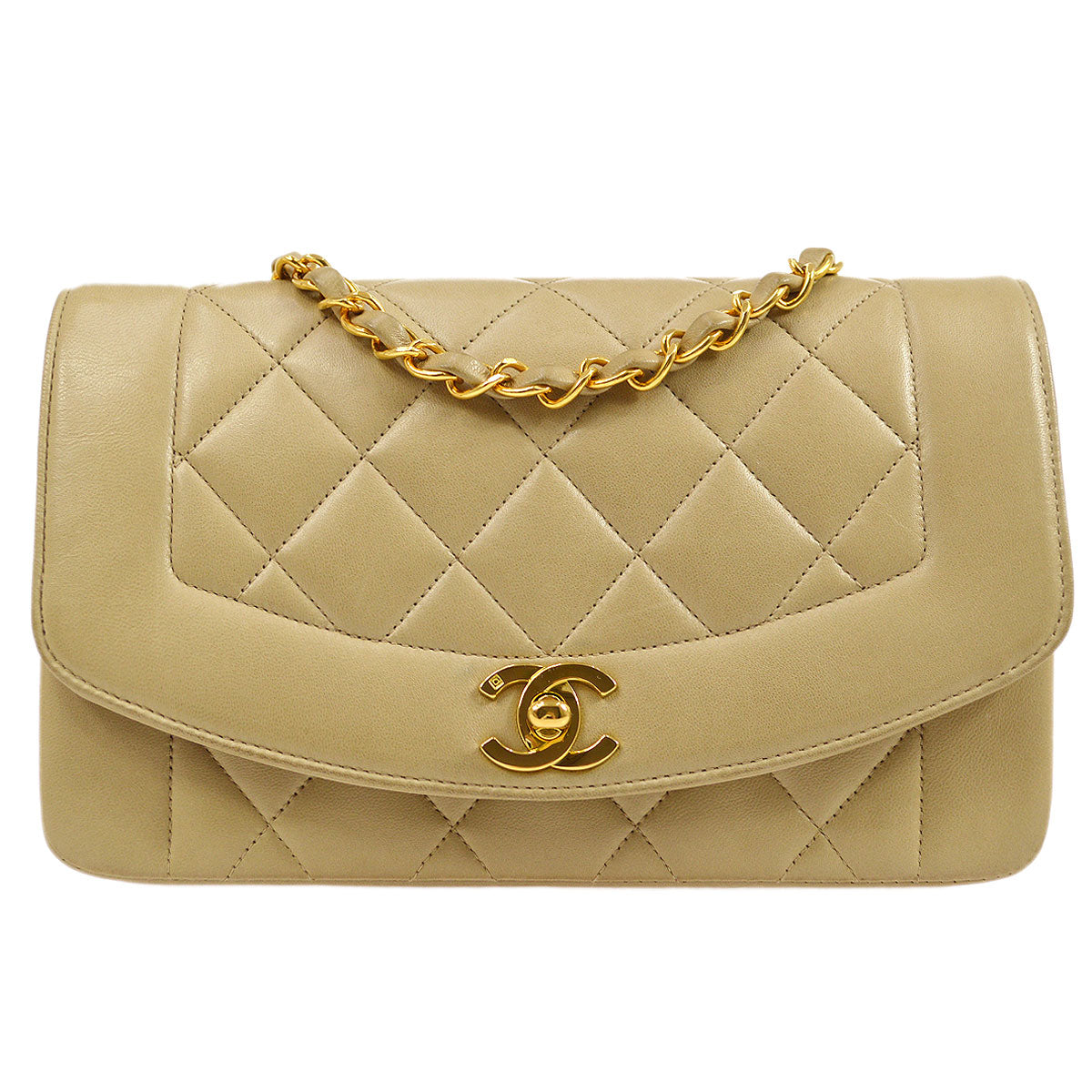 CHANEL 1994-1996 Beige Lambskin Diana Flap Small