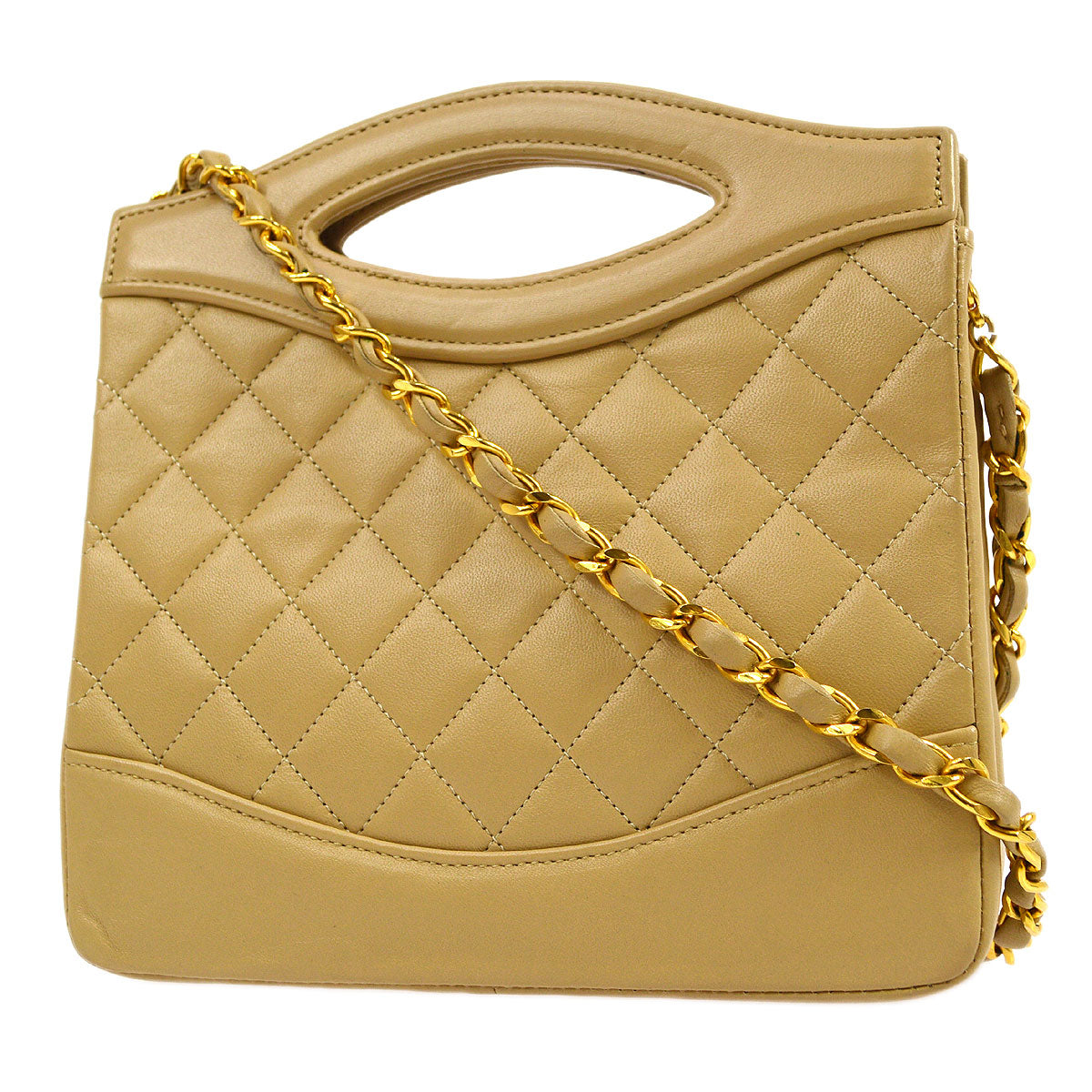 CHANEL 1989-1991 Beige Lambskin handbag mini