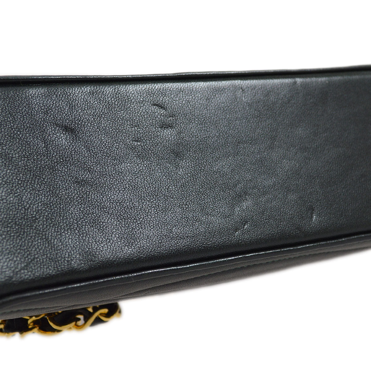 CHANEL 1989-1991 Green Lambskin Diagonal Round Flap Small