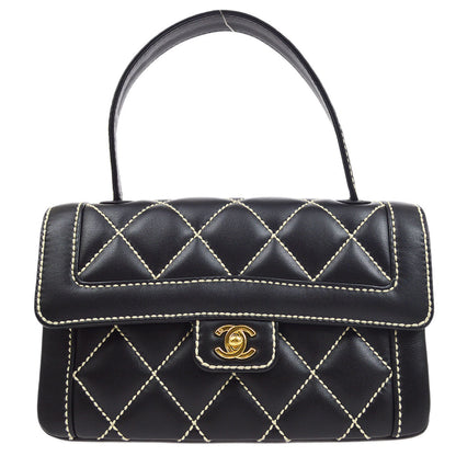 CHANEL 2004-2005 Black Calfskin Wild Stitch Handbag