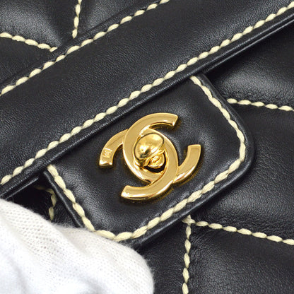 CHANEL 2004-2005 Black Calfskin Wild Stitch Handbag
