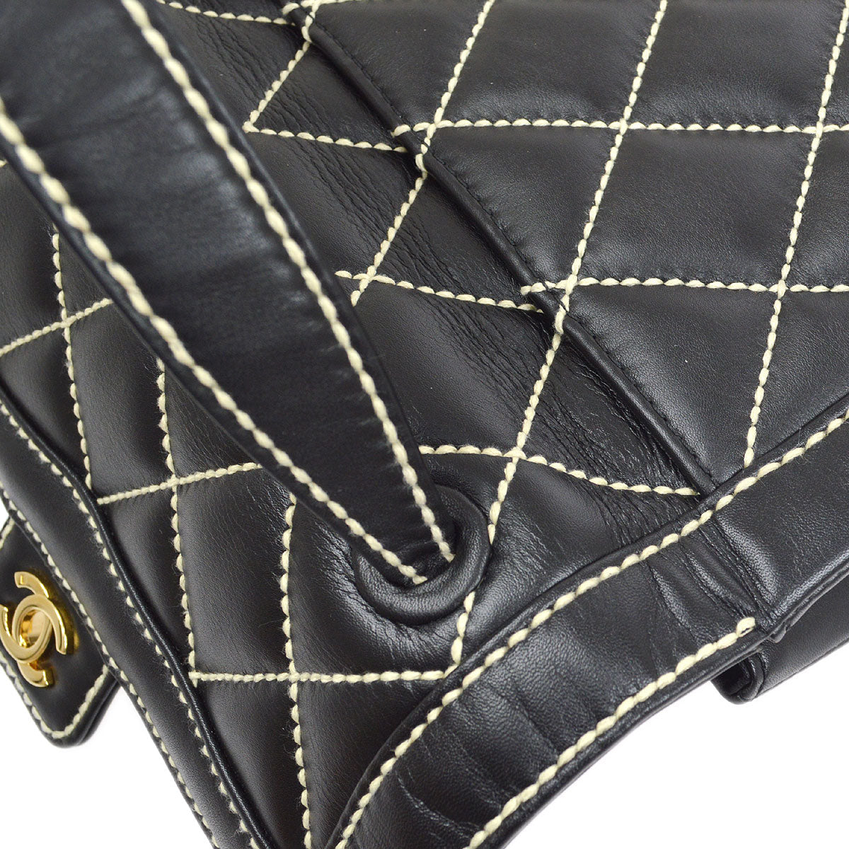 CHANEL 2004-2005 Black Calfskin Wild Stitch Handbag