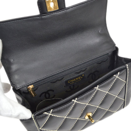 CHANEL 2004-2005 Black Calfskin Wild Stitch Handbag