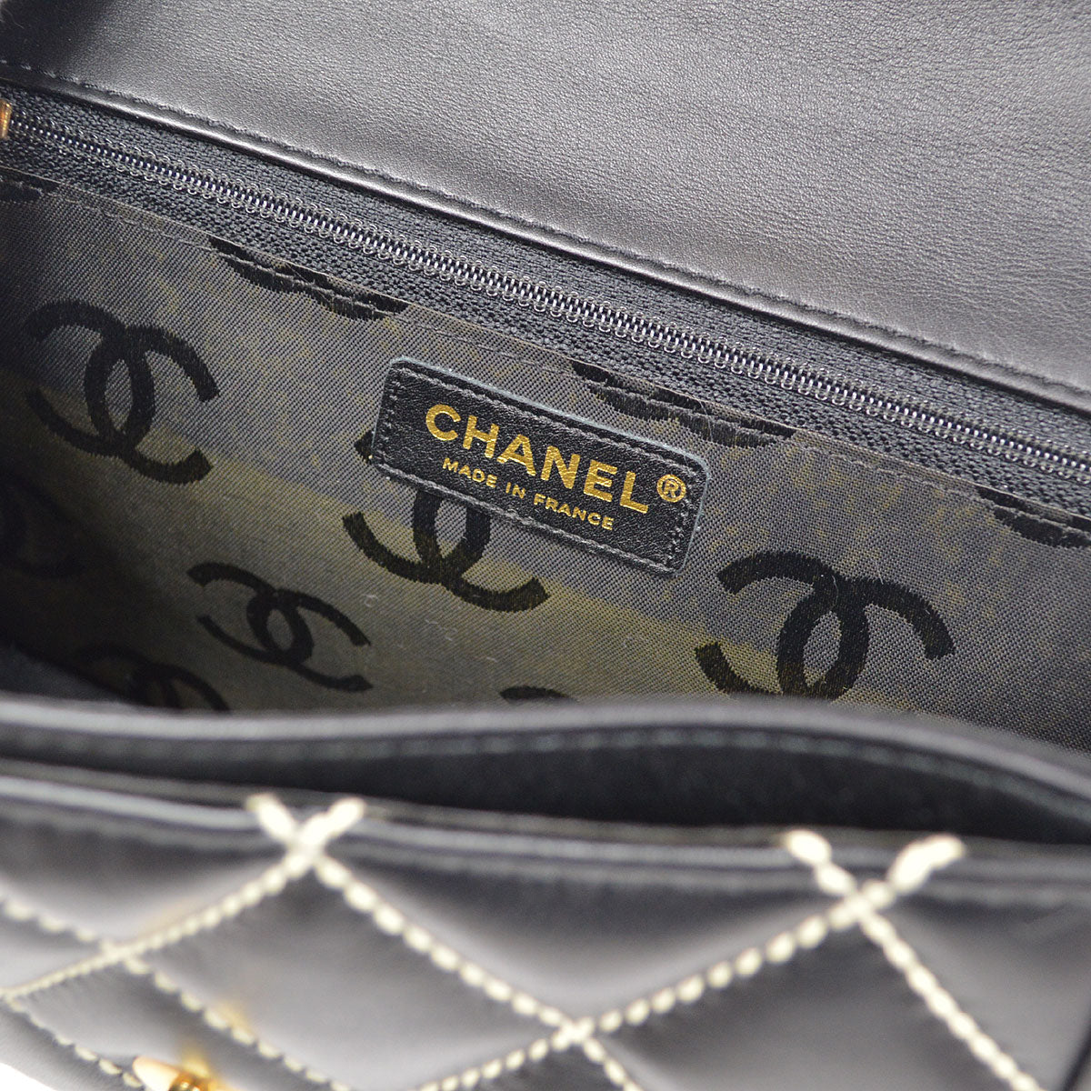 CHANEL 2004-2005 Black Calfskin Wild Stitch Handbag
