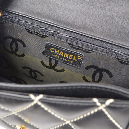 CHANEL 2004-2005 Black Calfskin Wild Stitch Handbag