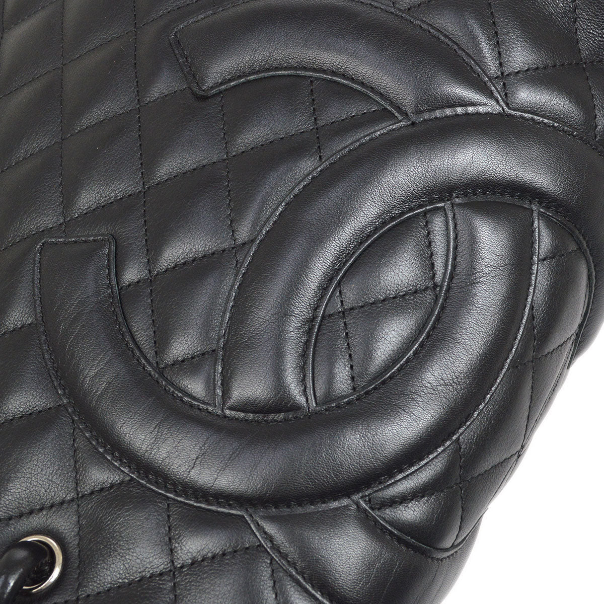 CHANEL 2004-2005 Cambon Ligne Tote Bag Black Calfskin
