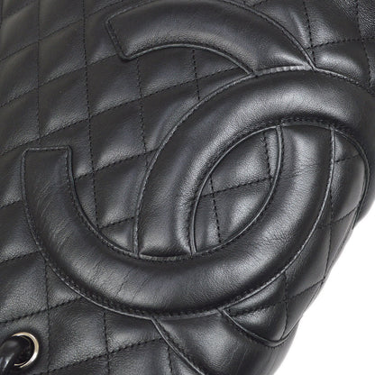 CHANEL 2004-2005 Cambon Ligne Tote Bag Black Calfskin