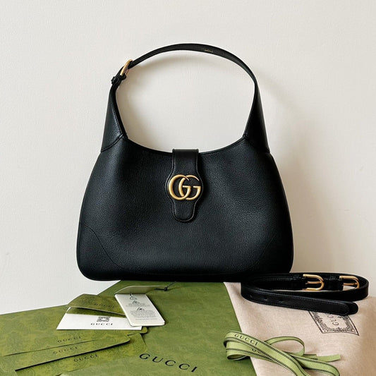 Gucci APHRODITE MEDIUM 39 SHOULDER BAG IN BLACK CALFSKIN