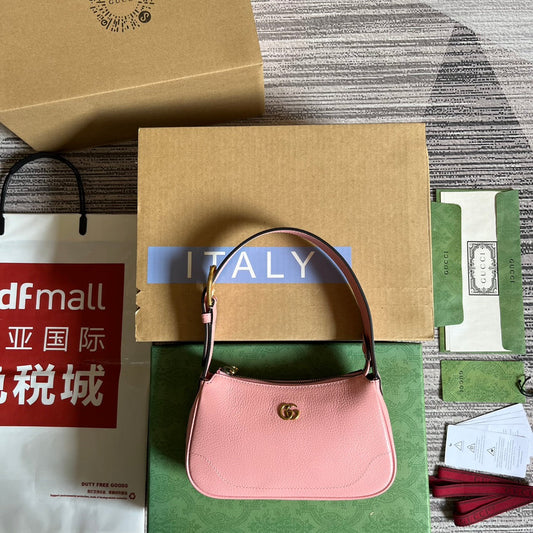 Gucci APHRODITE MINI 21 SHOULDER BAG IN LIGHT PINK CALFSKIN