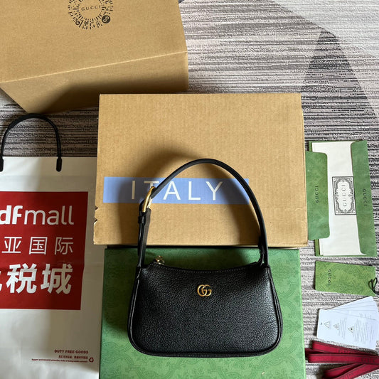 Gucci APHRODITE MINI 21 SHOULDER BAG IN BLACK CALFSKIN