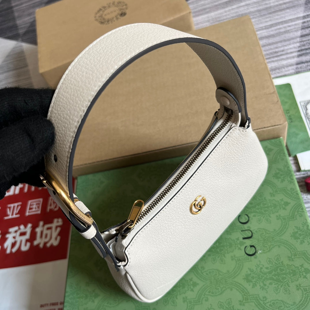 Gucci APHRODITE MINI 21 SHOULDER BAG IN WHITE CALFSKIN