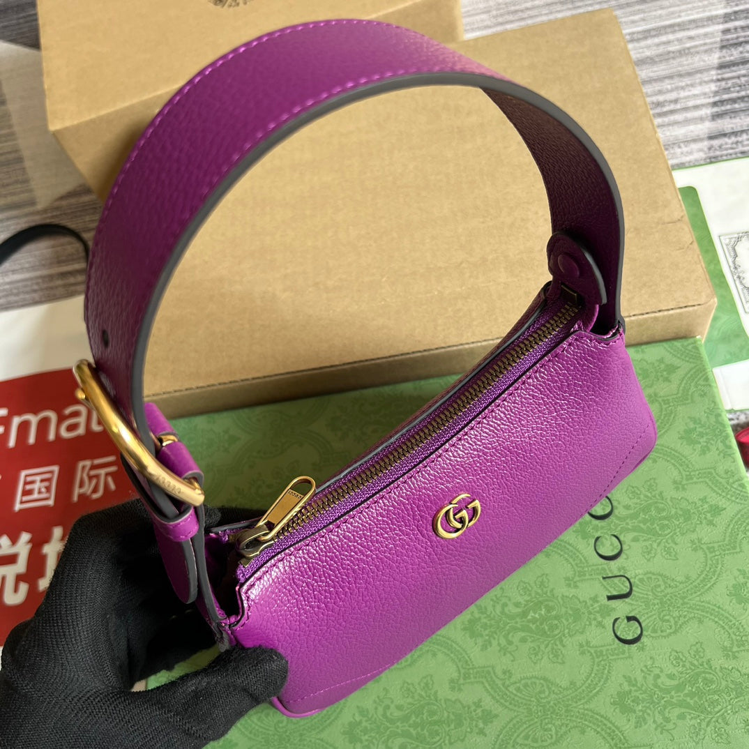 Gucci APHRODITE MINI 21 SHOULDER BAG IN VIOLET PURPLE CALFSKIN