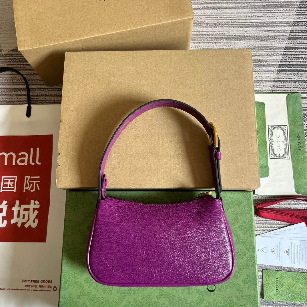 Gucci APHRODITE MINI 21 SHOULDER BAG IN VIOLET PURPLE CALFSKIN