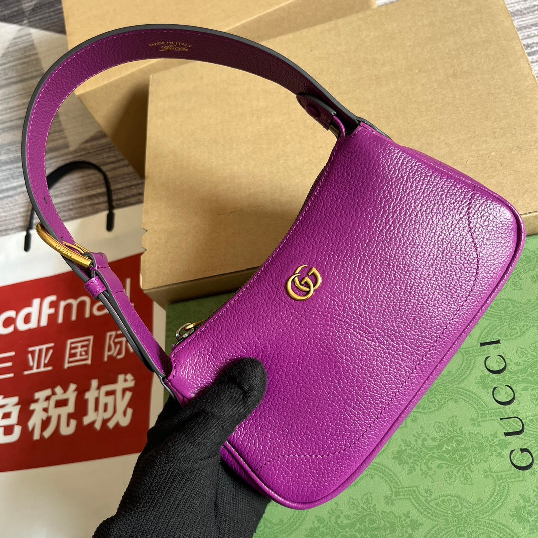 Gucci APHRODITE MINI 21 SHOULDER BAG IN VIOLET PURPLE CALFSKIN