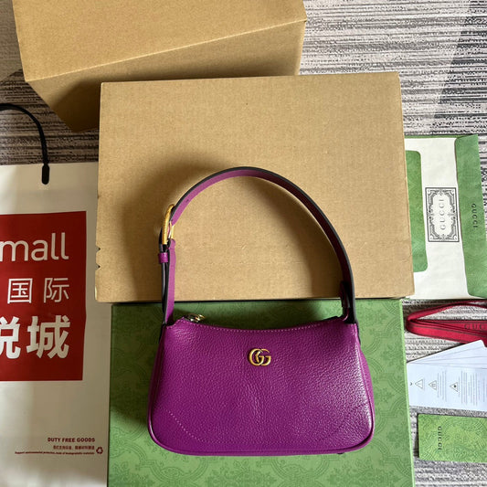 Gucci APHRODITE MINI 21 SHOULDER BAG IN VIOLET PURPLE CALFSKIN