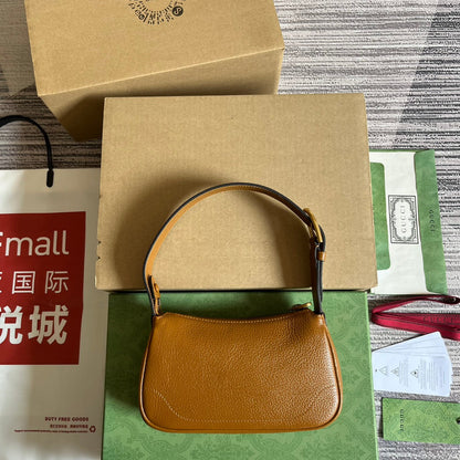 Gucci APHRODITE MINI 21 SHOULDER BAG IN CARAMEL BROWN CALFSKIN