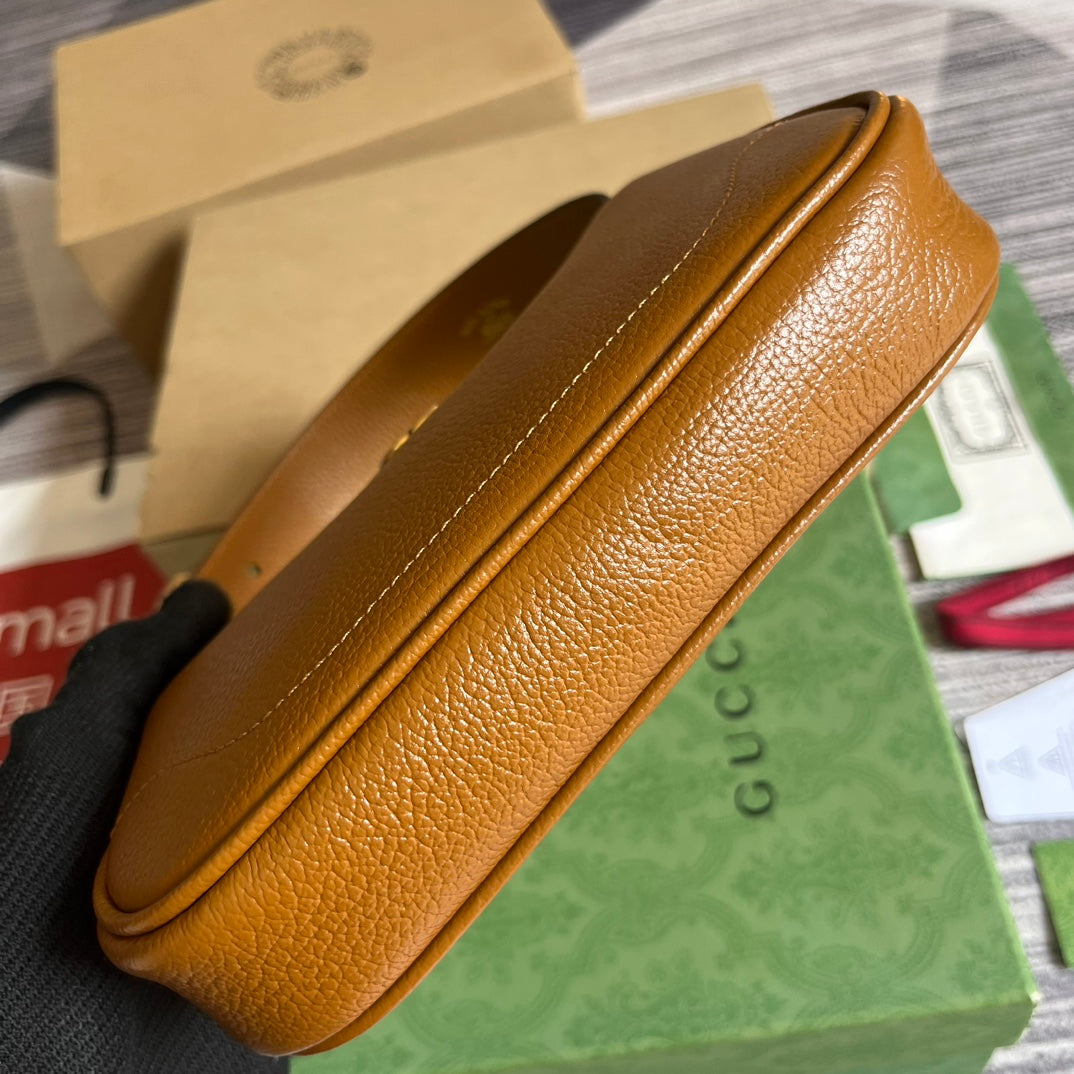 Gucci APHRODITE MINI 21 SHOULDER BAG IN CARAMEL BROWN CALFSKIN