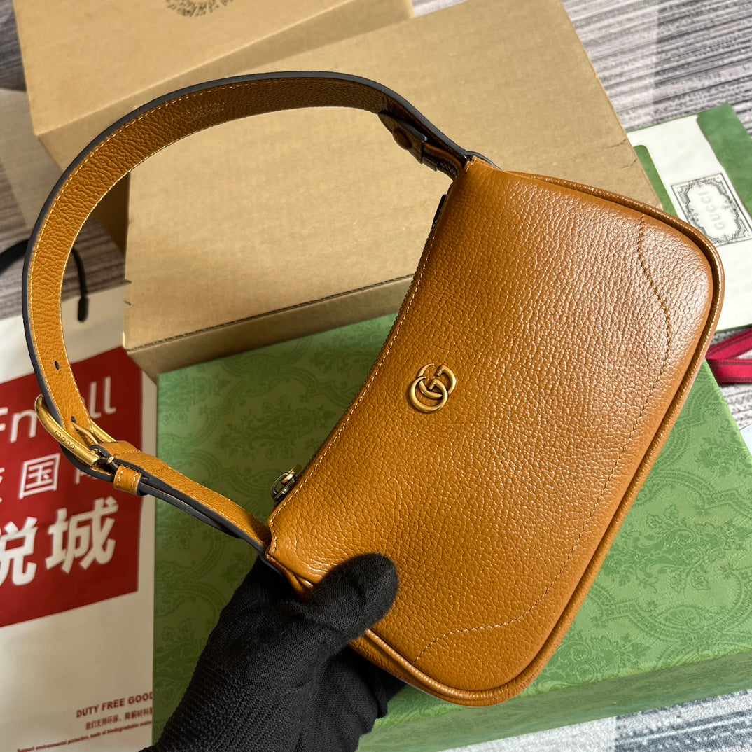Gucci APHRODITE MINI 21 SHOULDER BAG IN CARAMEL BROWN CALFSKIN