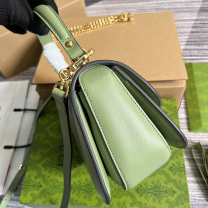 Gucci BLONDIE 23 TOP-HANDLE BAG LIGHT GREEN CALFSKIN