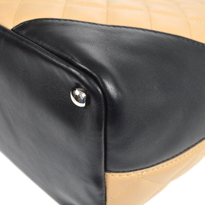CHANEL Cambon Ligne Hand Tote Bag Beige Calfskin