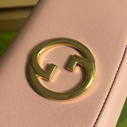 Gucci BLONDIE SHOULDER BAG 21 IN LIGHT PINK CALFSKIN GOLD HARDWARE