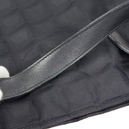 CHANEL Choco Bar Travel Line Tote Handbag Black Jacquard