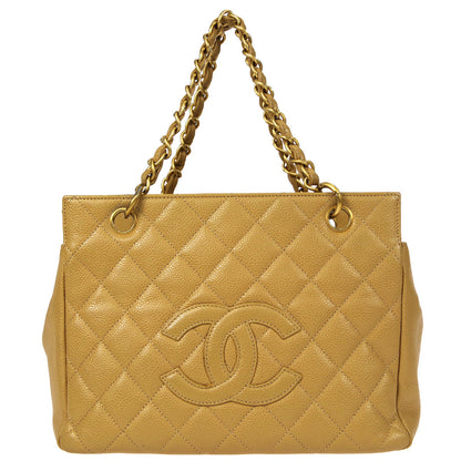 CHANEL Petit Time Rest PTT Chain Tote Bag Beige Caviar