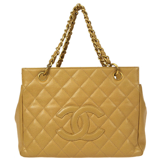 CHANEL Petit Time Rest PTT Chain Tote Bag Beige Caviar