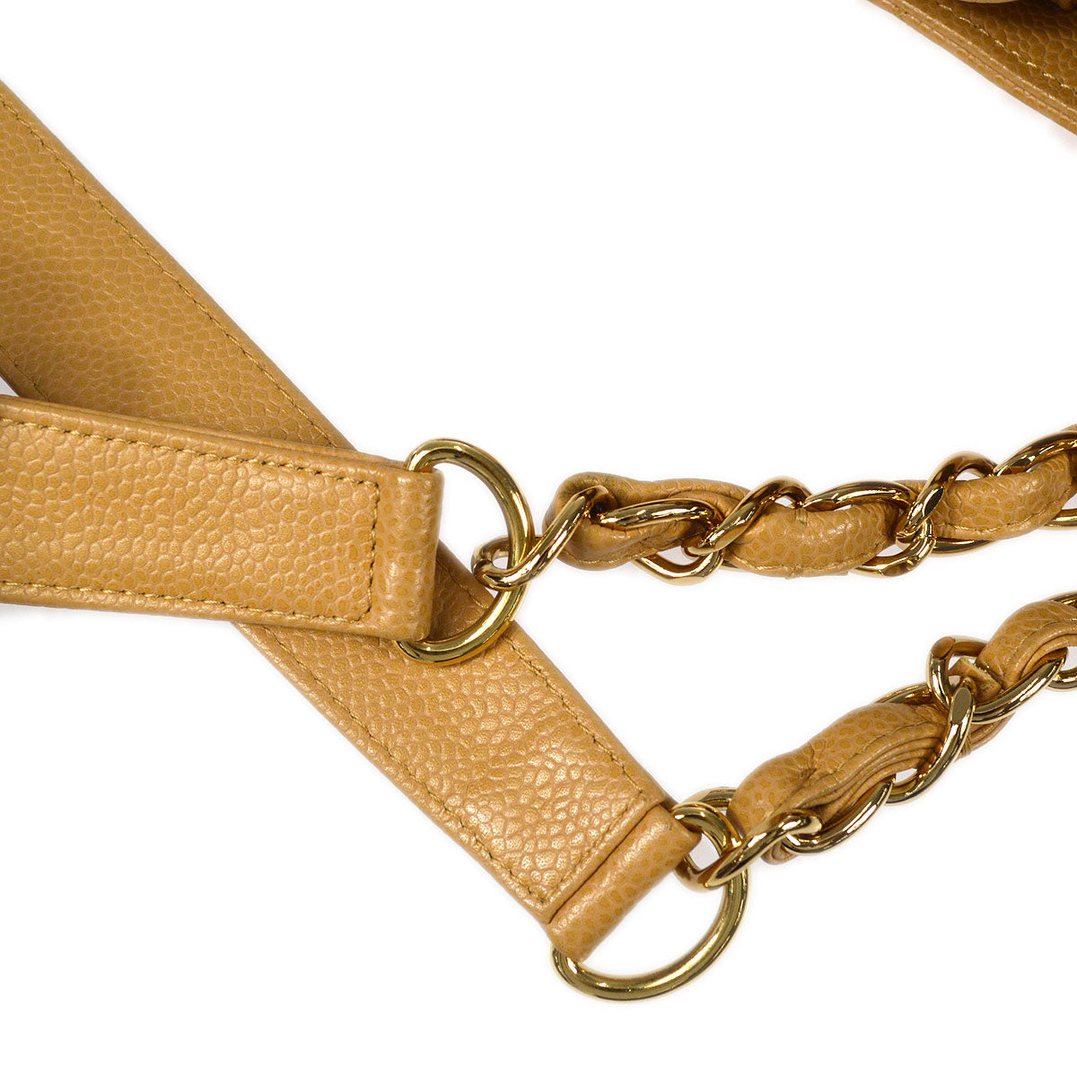 CHANEL Petite Shopping Tote PST Chain Hand Tote Bag Beige Caviar