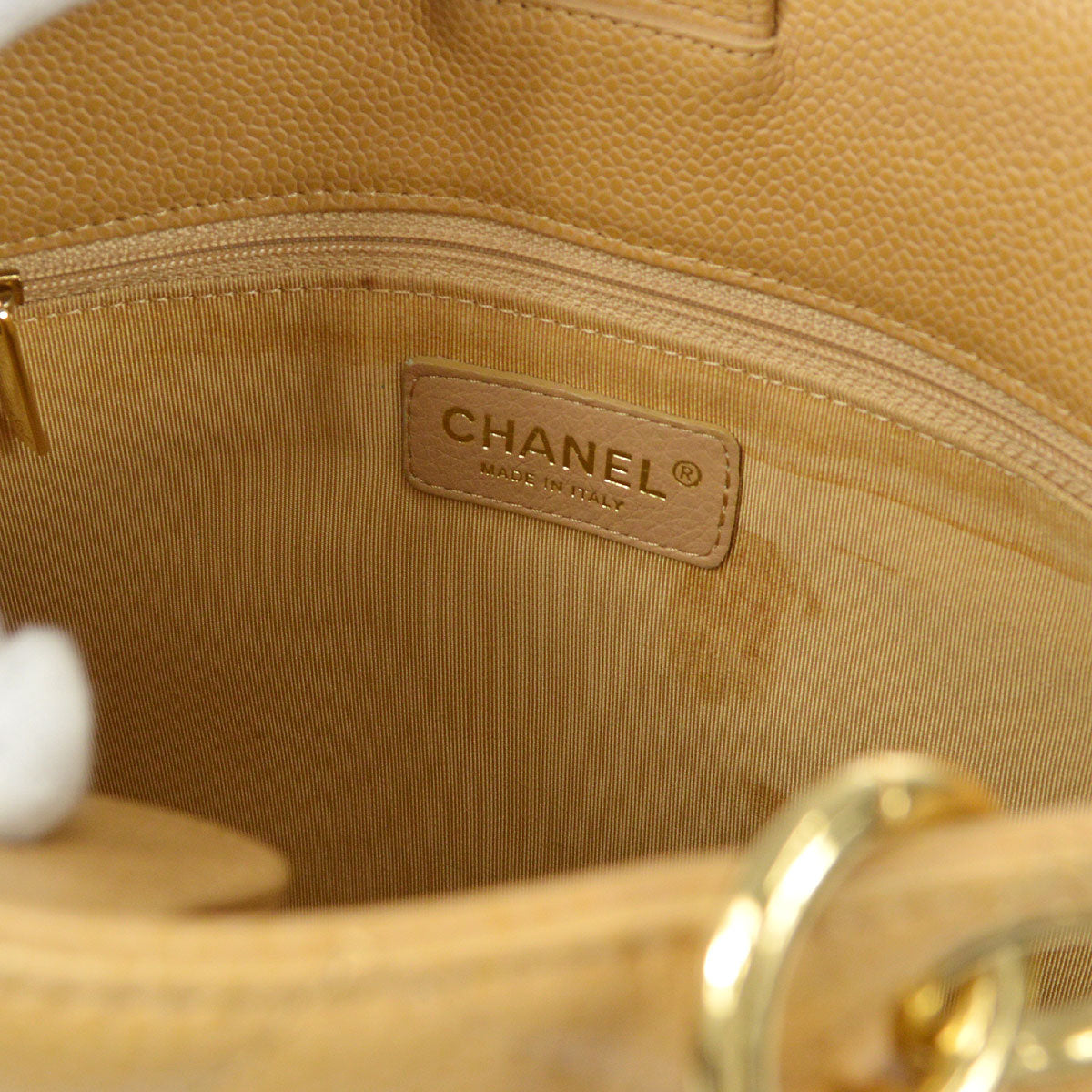 CHANEL Petite Shopping Tote PST Chain Hand Tote Bag Beige Caviar