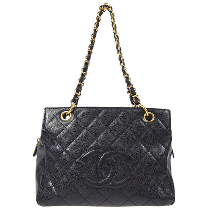 CHANEL Petite Timeless Tote PTT Chain Handbag Black Caviar