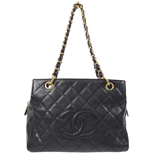 CHANEL Petite Timeless Tote PTT Chain Handbag Black Caviar