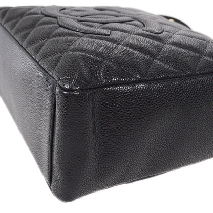 CHANEL Petite Shopping Tote PST Chain Hand Tote Bag Black Caviar