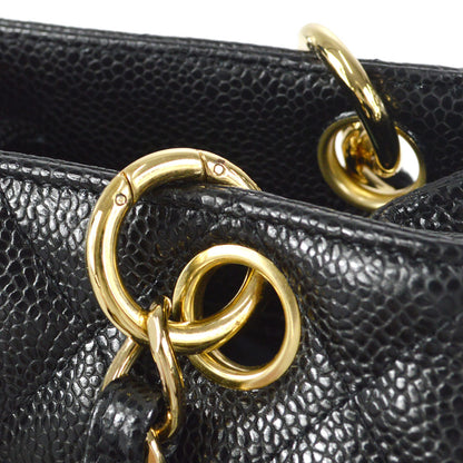 CHANEL Petite Shopping Tote PST Chain Hand Tote Bag Black Caviar