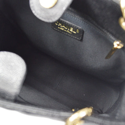 CHANEL Petite Shopping Tote PST Chain Hand Tote Bag Black Caviar